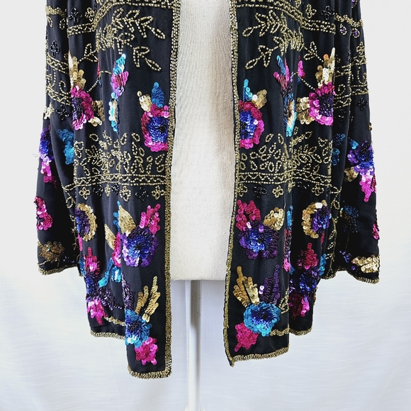 Vintage Plus Drapers + Damons Sequin Floral Jacket size 1X - Picture 5 of 10